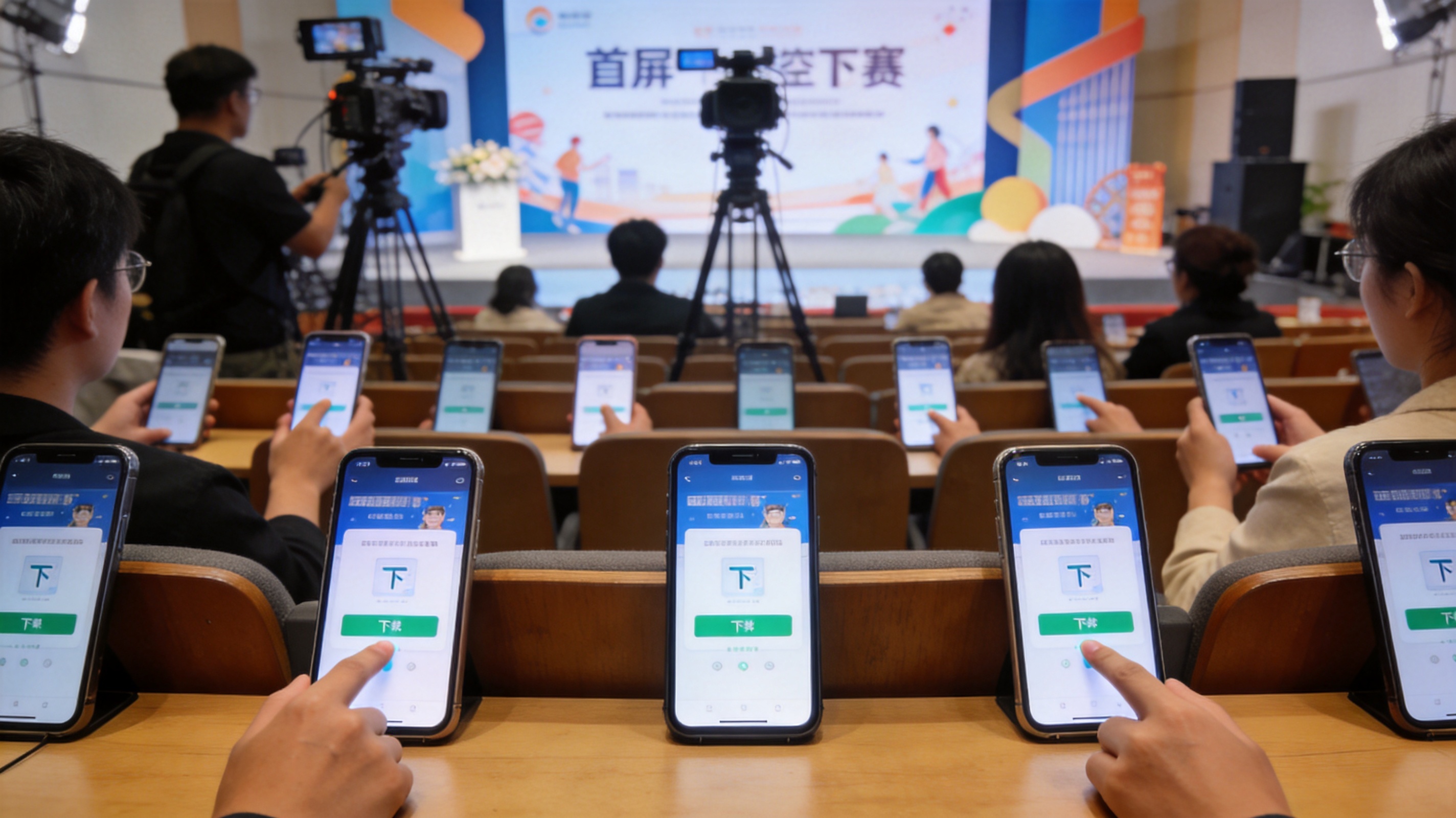 WM视讯手机APP界面展示，呈现新版本下载与移动端观看体验